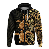 Polynesian Turtle Zip Hoodie Honu Family Gold LT4 - Polynesian Pride