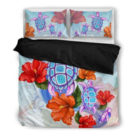 Hawaiian Duvet Cover Set - Turtle And Hibiscus 01 - Polynesian Pride