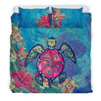 Hawaii Duvet Cover Set - Hawaiian Turtle Hibiscus - Polynesian Pride
