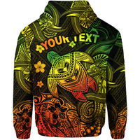 Custom Hawaii Turtle Polynesian Hoodie Plumeria Flower Unique Style Reggae LT8 - Polynesian Pride