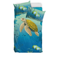 Hawaiian Duvet Cover Set - Turtle Under The Ocean 01 - Polynesian Pride