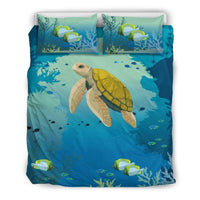 Hawaiian Duvet Cover Set - Turtle Under The Ocean 01 - Polynesian Pride