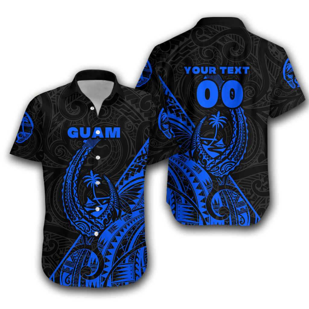 (Custom Personalised) Guam Rugby Hawaiian Shirt Polynesian Patterns Style - Blue LT16 Unisex Blue - Polynesian Pride