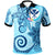 Hawaii Polo Shirt Tribal Plumeria Pattern Unisex Blue - Polynesian Pride