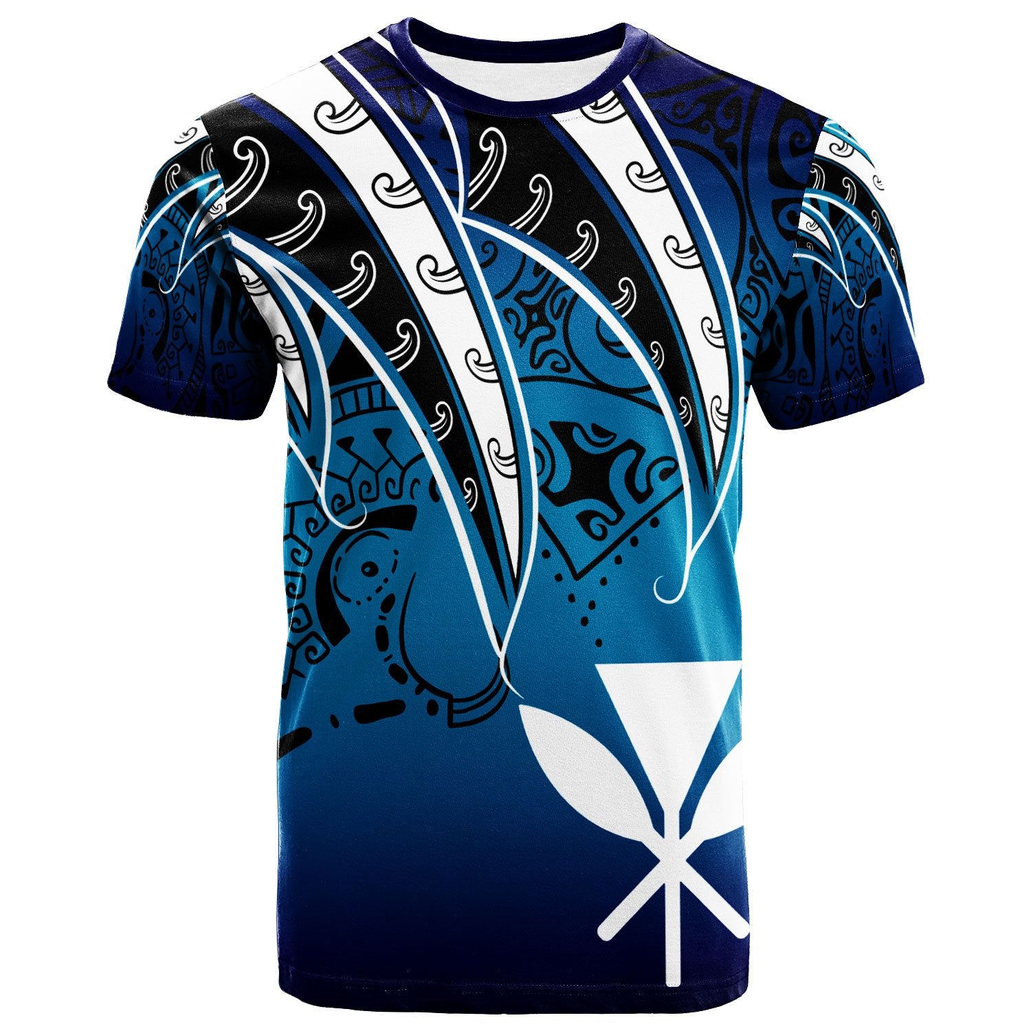 Hawaii T Shirt Tropical Leaf Blue Gradient Style Unisex Blue - Polynesian Pride