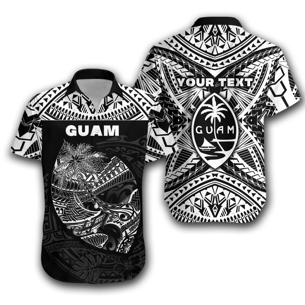 (Custom Personalised) Guam Rugby Hawaiian Shirt Polynesian Patterns - Black LT16 Unisex Black - Polynesian Pride