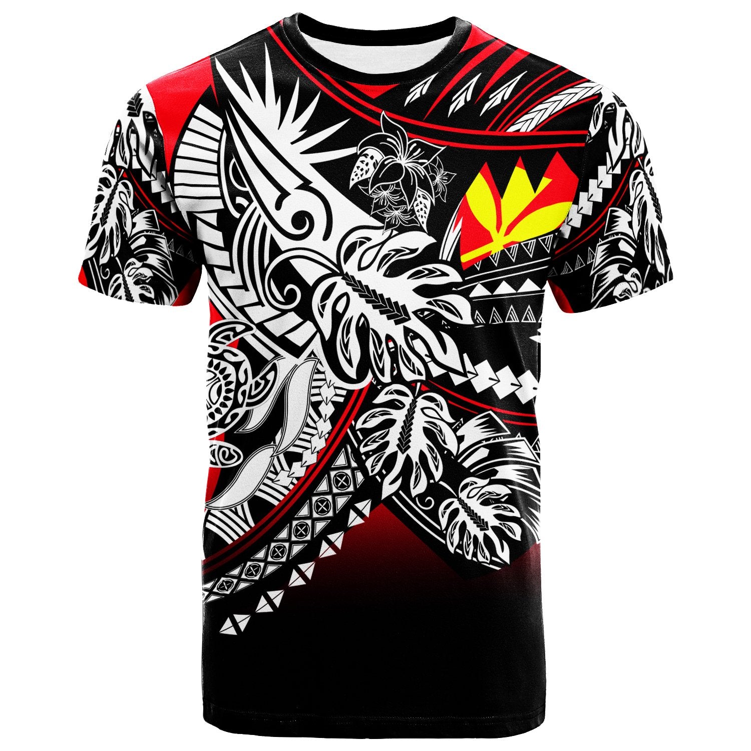 Hawaii T Shirt Tribal Jungle Pattern Unisex Red - Polynesian Pride