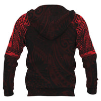 Hei Matau Maori Tattoo All Over Hoodie Red - Polynesian Pride
