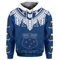 Samoa Independence Day Tribal Tattoo Coat of Arms Hoodie No.3 LT6 Blue - Polynesian Pride