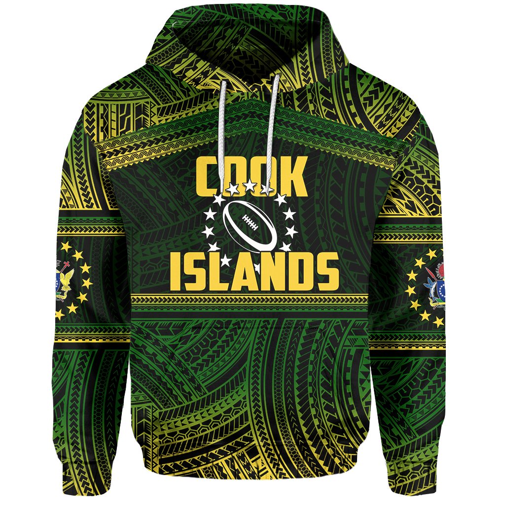 Cook Islands Rugby Polynesian Patterns Hoodie Unisex Green - Polynesian Pride