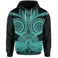Polynesian Tattoo All Over Print Hoodie Turquoise 2 Unisex Black - Polynesian Pride