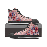 Hawaii Pink Hibiscus Falling Petals High Top Shoes - Glamour Style - AH - Polynesian Pride