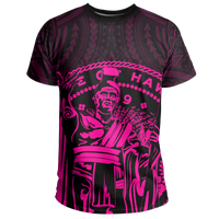Hawaii King Coat of Arms Kanaka Map Polynesian T Shirt Pink - Polynesian Pride