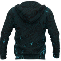 New Zealand Hoodie, Maori Gods Pullover Hoodie, Tumatauenga (God of War) Blue - Polynesian Pride