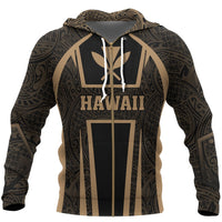 Hawaiian Kanaka Maoli Zip up Hoodie Sport Style Gold Version Unisex Green - Polynesian Pride
