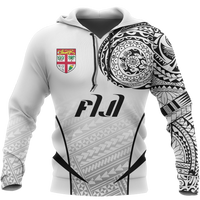 Fiji Hoodie Fiji Flag Polynesian Tattoo Special Unisex Black & White - Polynesian Pride