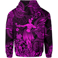 Hawaii Hula Girl Polynesian Zip Hoodie Unique Style Pink LT8 - Polynesian Pride