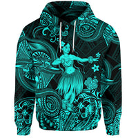 Hawaii Hula Girl Polynesian Hoodie Unique Style Turquoise LT8 - Polynesian Pride