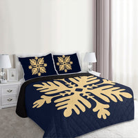 Hawaiian Royal Pattern Quilt Bed Set - Indigo - H2 Style - AH - Polynesian Pride
