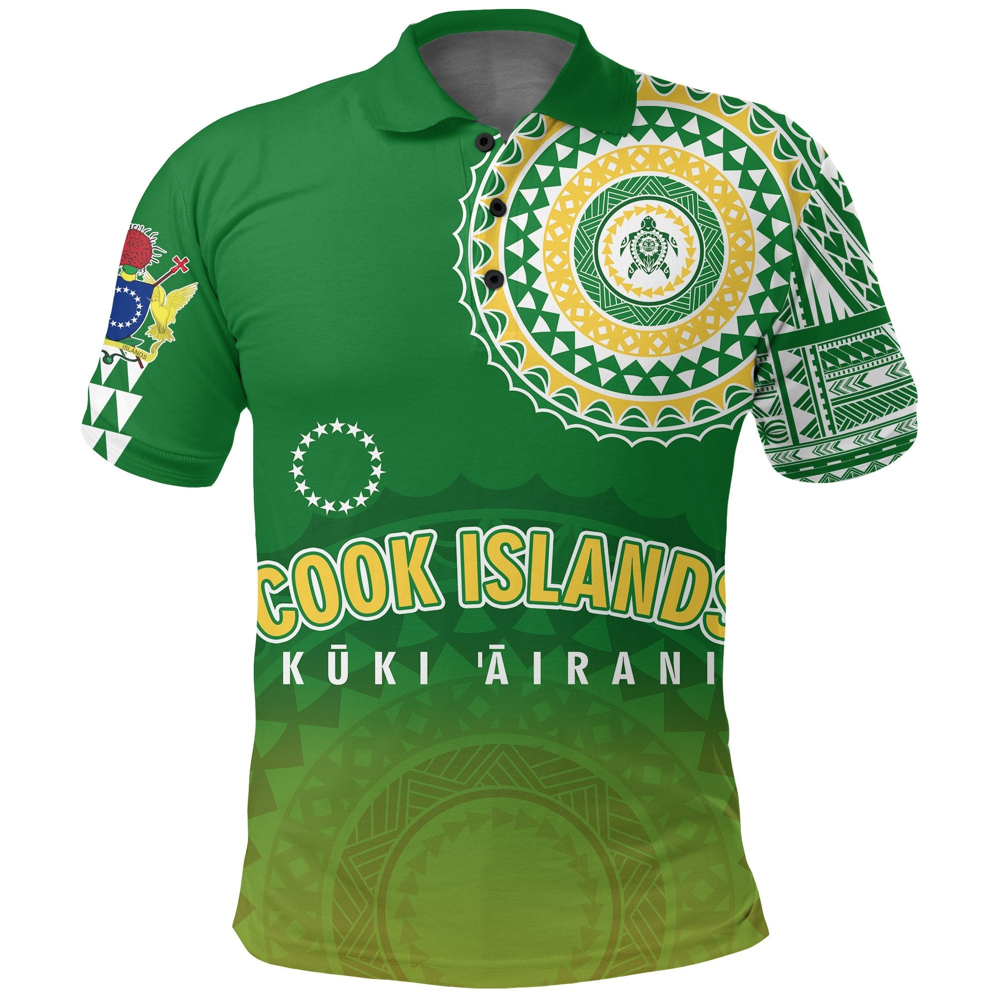 Cook islands Polo Shirt Tattoo Style Unisex Green - Polynesian Pride