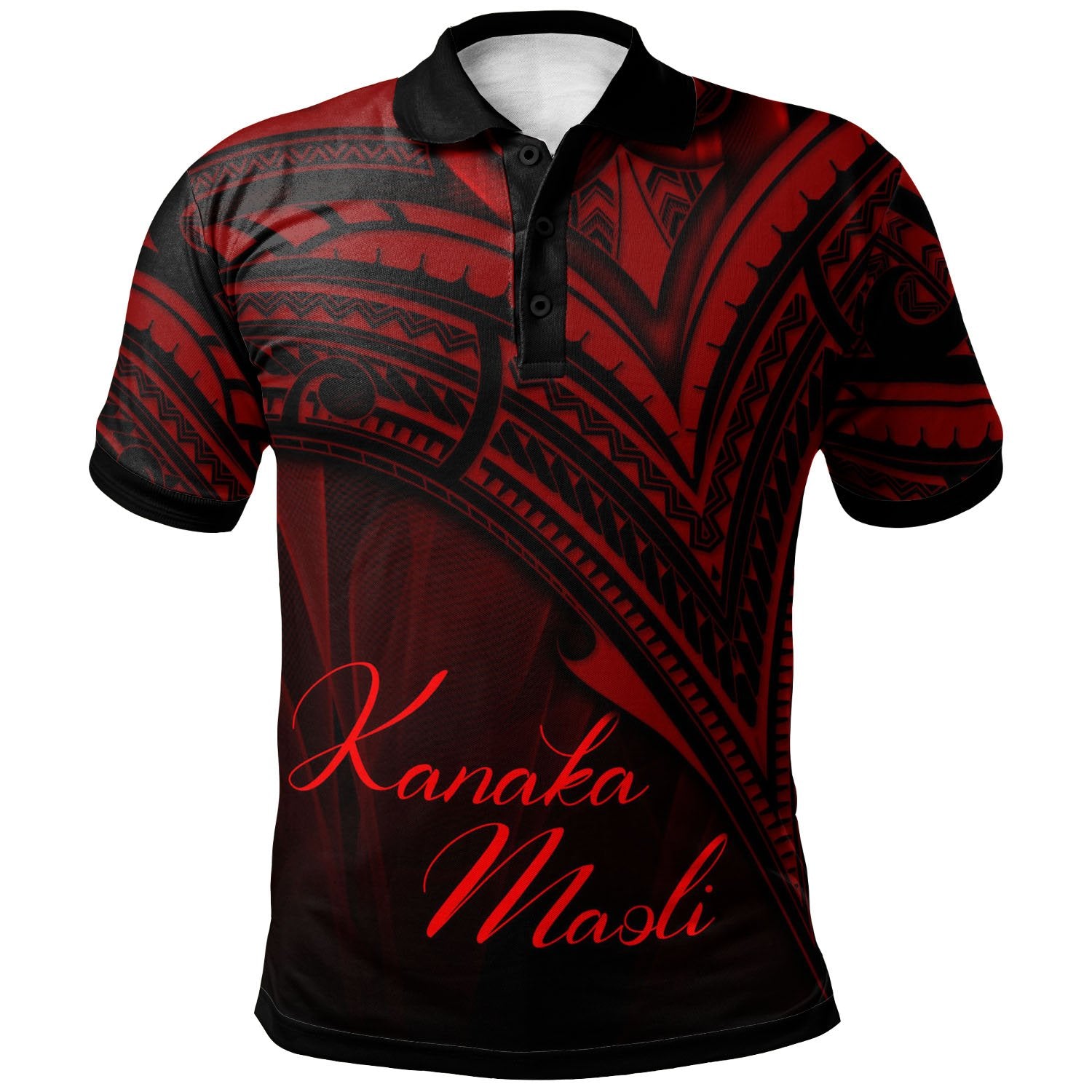 Hawaii Kanaka Maoli Polo Shirt Red Color Cross Style Unisex Black - Polynesian Pride