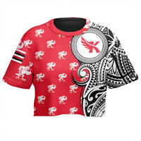 (Personalised) Hawaii - Kauai High Tribal Kakau All - over Print Crop Top T-shirt AH - Polynesian Pride
