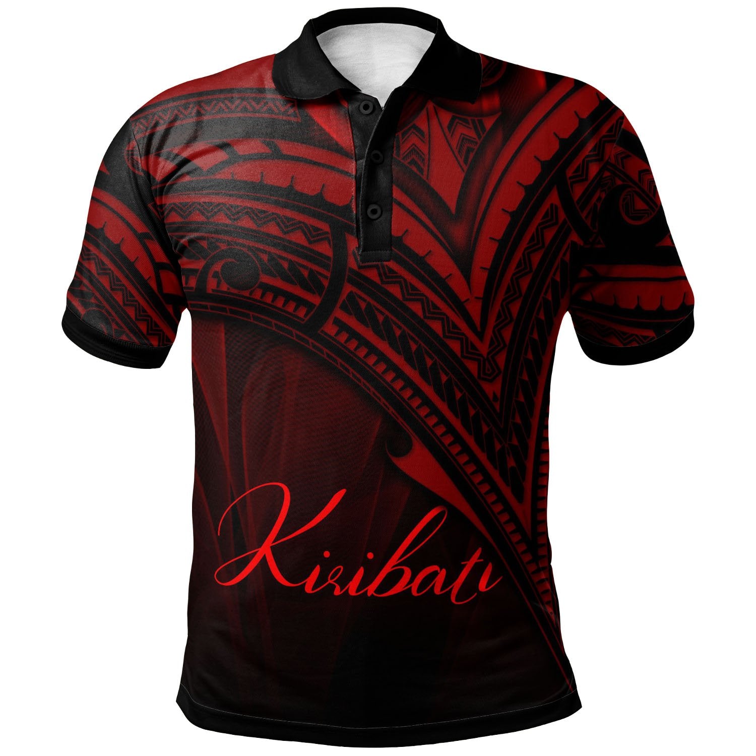 Kiribati Polo Shirt Red Color Cross Style Unisex Black - Polynesian Pride