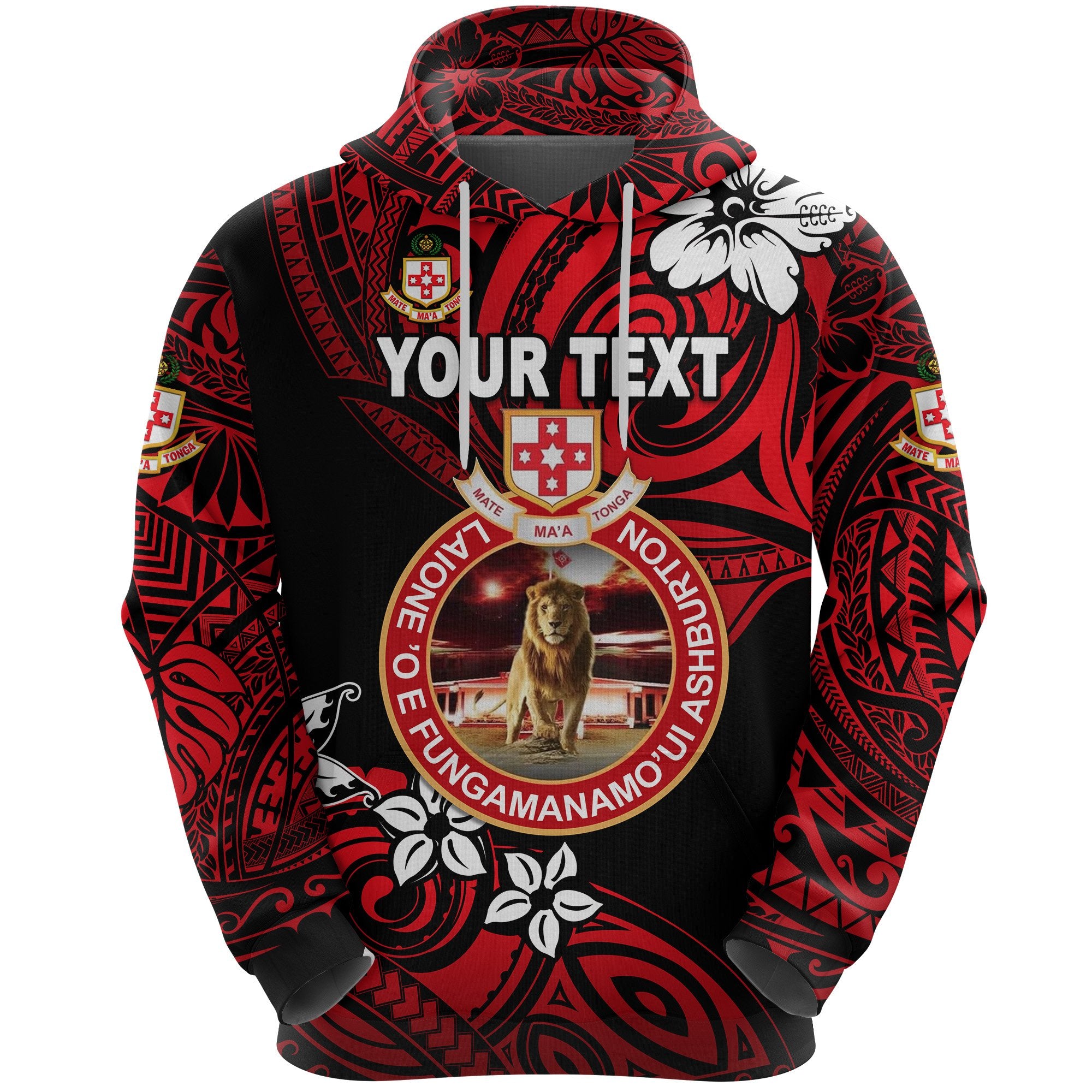 Custom Kolisi Tonga Hoodie Mate Maa Tonga Unique Vibes Lion Unisex Red - Polynesian Pride