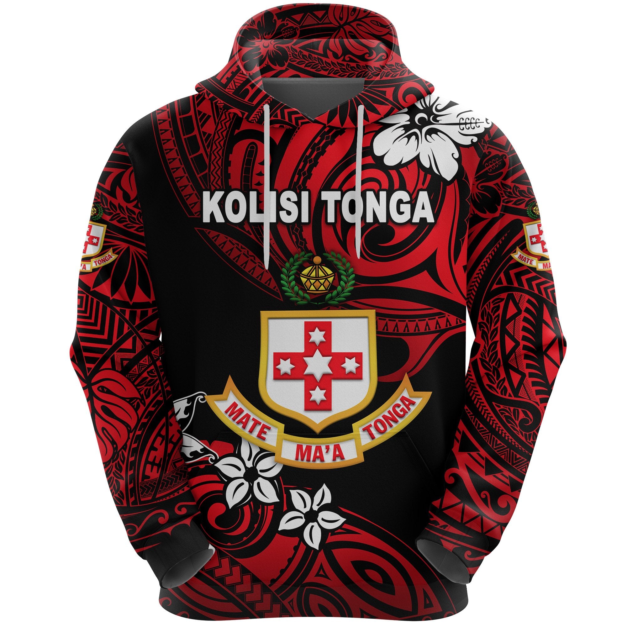 Custom Kolisi Tonga Hoodie Mate Maa Tonga Unique Vibes, Custom Text and Number Unisex Red - Polynesian Pride
