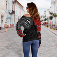 Kosrae Polynesian Women's Off Shoulder Sweater - Polynesian Chain Style - Polynesian Pride