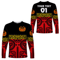 (Custom Personalised) Marquesas Islands Long Sleeve Shirt Marquesan Tattoo Special Style - Red LT8 Unisex Red - Polynesian Pride