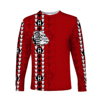 Hawaii - Waialua Bulldogs High Mix Kakau Long Sleeve Shirts LT6 Unisex Red - Polynesian Pride