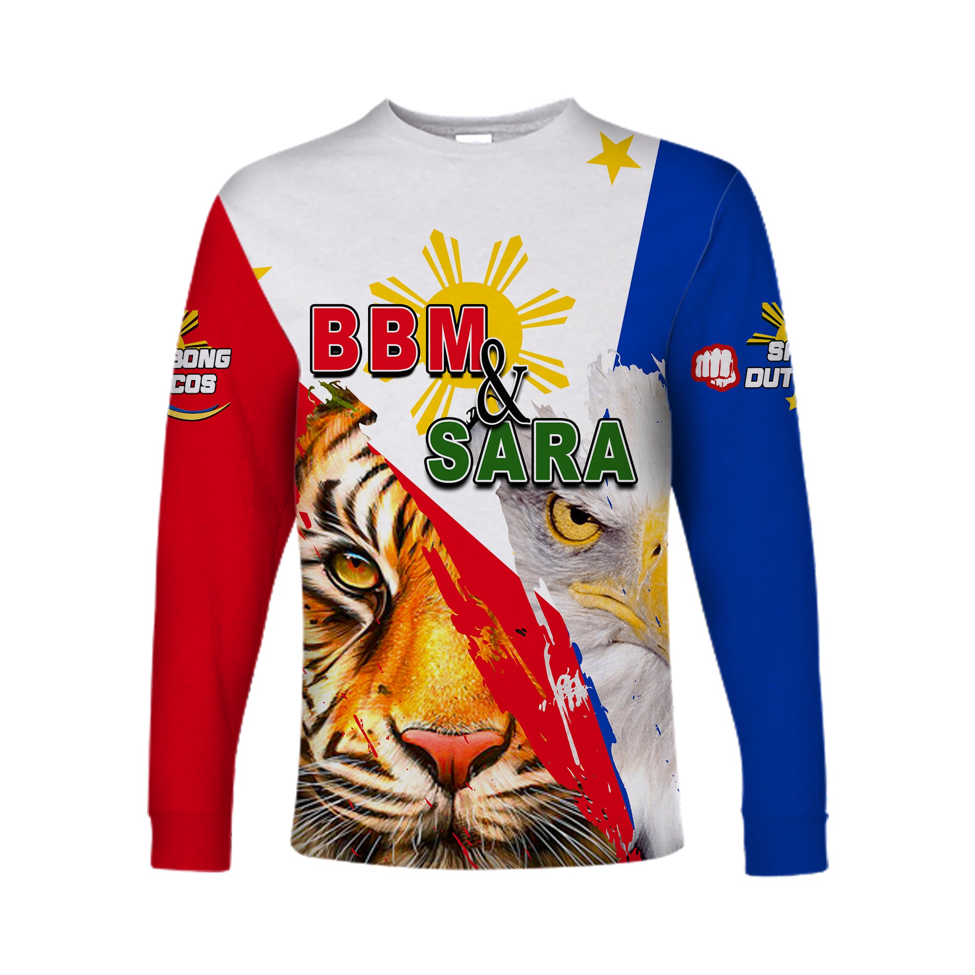 (Custom Personalised) Philippines Long Sleeve Shirt BBM AND SARA Tiger - Eagles LT6 Unisex Blue - Polynesian Pride