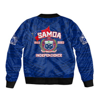 Samoa Independence Sleeve Zip Bomber Jacket 2023 Blue Style LT6 - Polynesian Pride
