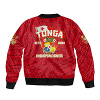 Tonga Independence Sleeve Zip Bomber Jacket 2023 Red Style LT6 - Polynesian Pride
