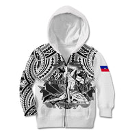 (Custom Personalised) Haiti Kid Hoodie Polynesian Neg Maron White Style LT6 - Polynesian Pride