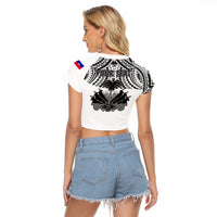 (Custom Personalised) Haiti Raglan Cropped T Shirt Polynesian Neg Maron White Style LT6 - Polynesian Pride