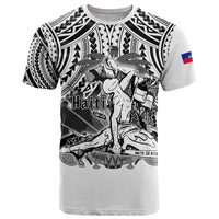 Custom Haiti T Shirt Polynesian Neg Maron White Style LT6 White - Polynesian Pride