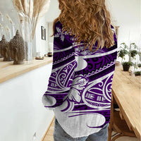 Polynesian Tribal Women Casual Shirt Purple LT6 - Polynesian Pride