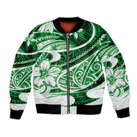 Polynesian Tribal Bomber Jacket Green LT6 Unisex Green - Polynesian Pride
