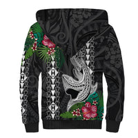 Hawaii Kakau Sherpa Hoodie Mix Sharks Polynesian Hibiscus LT6 - Polynesian Pride