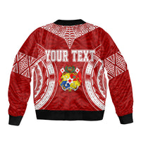 Personalised Tonga Independence Day Sleeve Zip Bomber Jacket Kupesi Pattern Mix Style LT7 - Polynesian Pride