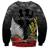 ANZAC DAY Sweatshirt Camo Style - Slouch Hats Mix Silver Fern Golden Wattle LT7 - Polynesian Pride