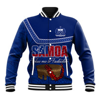 Personalised Samoa Independence Day Baseball Jacket Kava And Ula Fala - Sail With Faith LT7 Unisex Blue - Polynesian Pride