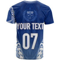 Custom Samoa Rugby T Shirt Manu Samoa Gradient Blue LT7 - Polynesian Pride