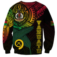 Personalised Vanuatu Sweatshirt Turtle Chest Tattoo Flag Color LT7 - Polynesian Pride