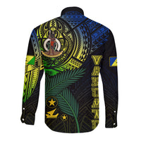 Personalised Vanuatu Long Sleeve Button Shirt Turtle Chest Tattoo Flag Color - Malampa LT7 - Polynesian Pride