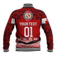 (Custom Personalised) Tonga Emancipation Day Baseball Jacket Independence Day - Simple Ngatu Heilala Flower - Red LT8 - Polynesian Pride