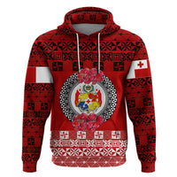 Custom Tonga Hoodie Emancipation Day Simple Ngatu Heilala Flower Red LT8 - Polynesian Pride