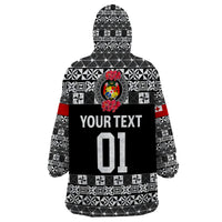 (Custom Personalised) Tonga Emancipation Day Wearable Blanket Hoodie Independence Day - Simple Ngatu Heilala Flower - Black LT8 - Polynesian Pride